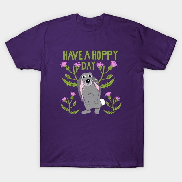 Have a Hoppy Day Floppy Eared Bunny Graphic T-Shirt by Alissa Carin